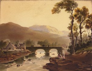 Ponte de Beddgelert (litografia a cores) de John (after) Varley