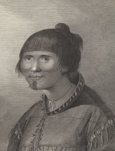 Uma mulher de Oonalashka, finais do século XVIII (gravura)