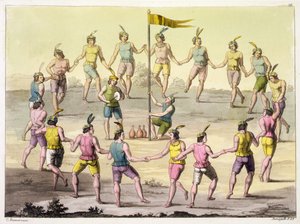 Índios chilenos fazendo uma Dança Cerimonial (gravação) de John (after) White