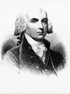 Retrato de James Madison (1751-1836), pai fundador, político americano, quarto presidente dos Estados Unidos de 1809 a 1817, e um dos pais da Constituição, gravando