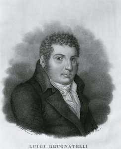Retrato de Luigi Valentino Brugnatelli (1761-1818), químico italiano e inventor da galvanoplastia, gravura por Luigi Rados (1773-1840) após desenho de Roberto Focosi (1806-1862)
