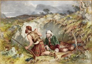 Fugitivos de Culloden (aquarela e bodycolour a bordo)