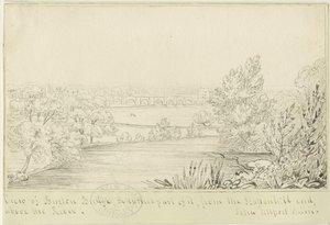Ponte e cidade de Burton-upon-Trent: desenho a caneta, nd [c 1817] (desenho)