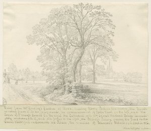 Lichfield - Vista através de Stowe Pool: desenho a caneta, nd [1826] (desenho)