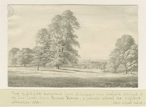 Catedral de Lichfield - vista de Aldershaw (distante): desenho em sépia