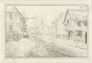 Rugeley Town - Ponte Wolseley para a Lichfield Road: desenho a caneta e tinta, nd [1814]
