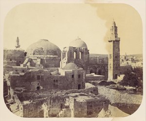 Cúpula do Santo Sepulcro, Jerusalém, década de 1860.
