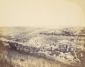 Jardim do Getsêmani e Vista de Jerusalém, década de 1860.