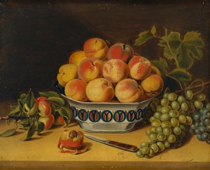 Ainda vida: pêssegos e uvas, ca. 1825 de John Archibald Woodside