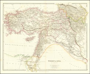 Mapa de 1840 da Turquia na Ásia, de John Arrowsmith