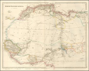 Mapa de 1842 do Noroeste de África, de John Arrowsmith