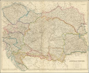 Mapa de 1858 do Império Austríaco por John Arrowsmith