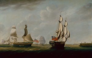 Dois Collier Inglês Brigs fora de Whitby com outro transporte além (óleo sobre tela) de John Askew