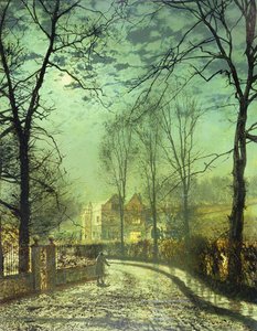 Uma estrada iluminada pela lua, século 19 de John Atkinson Grimshaw