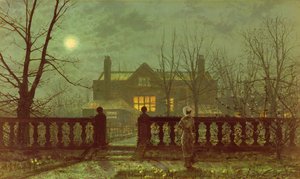 Uma senhora em um jardim ao luar, 1882 de John Atkinson Grimshaw