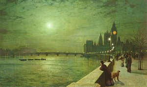 Reflexos de luz no Tamisa em Westminster