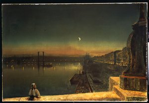 Rouen à noite do Pont de Pierre, 1878 de John Atkinson Grimshaw