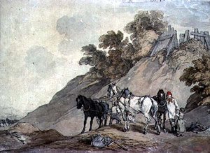 Carrinho e equipe em um poço de cascalho de John Augustus Atkinson