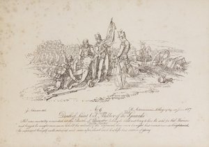 Morte do tenente-coronel William Miller da 1ª Guarda na Batalha de Quatre Bas de John Augustus Atkinson
