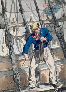 Levando o chumbo de &39;Costume of Great Britain&39;, gravado pelo artista, pub. por William Miller e James Walker, 1807 (gravura colorida) de John Augustus Atkinson