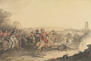 O Marquês de Anglesea Ferido ao Liderar uma Carga de Cavalaria Pesada no Encerramento da Batalha de Waterloo de John Augustus Atkinson
