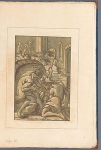 Três figuras perto de um arco
Amicis suis necnon unicuique (...) (título da série sobre o objecto)