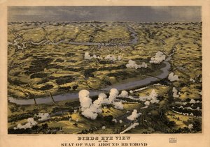 Vista aérea da sede da guerra em redor de Richmond, mostrando a batalha do rio Chickahominy, 29 de junho de 1862 LOC 99448489