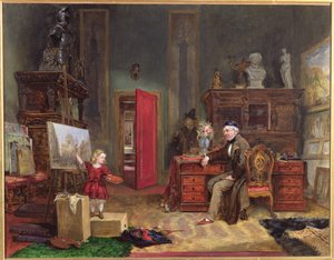 David Roberts (1796-1864) e sua neta em seu ateliê, c.