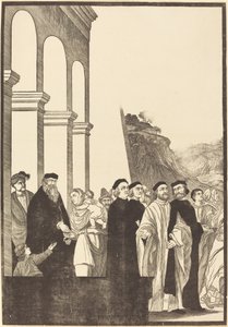 Apresentação da Virgem no Templo [placa esquerda] de John Baptist Jackson after Titian