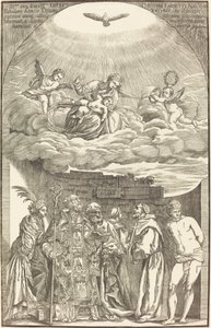 A Virgem nas Nuvens e Seis Santos de John Baptist Jackson after Titian