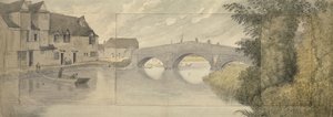 Hythe Bridge, Oxford, 1789 (aquarela sobre grafite em três folhas de papel coladas em uma folha maior) de John Baptist Malchair