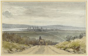 Vista de Oxford de Shotover Hill em Floodtime, quando a água estava fora, 10 de janeiro de 1791 (wc sobre lápis sobre papel)