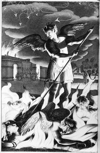 Satanás, ilustração de &39;Paradise Lost&39; de John Milton, quarta edição 1688 de John Baptist de Medina