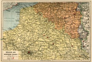 Mapa da Bélgica e do norte da França, c1914, c1920.