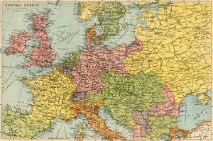 Mapa da Europa Central, c1914.