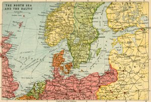Mapa do Mar do Norte e do Báltico, c1914, c1920.