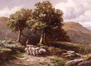 Paisagem com um Rebanho de Ovinos (óleo sobre tela) de John Bates Noel