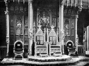 O trono real, Câmara dos Lordes, Westminster, c1905.
