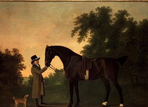 Retrato de Edward Wilmot Esq com Bay Hunter e Terrier em Stubton Park de John Boultbee