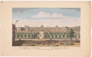 Gezicht op Bethlem Royal Hospital te Londen
O Hospital de Belém (título sobre o objecto)