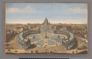 Vista da Praça de São Pedro e da Basílica de São Pedro na Cidade do Vaticano A Igreja de São Pedro em Roma (título no objeto)