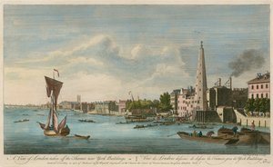 Uma vista de Londres, tirada do Tamisa perto de edifícios de York de John Boydell