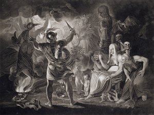 Macbeth, as três bruxas e Hecate no ato IV, cena I de &39;Macbeth&39; por William Shakespeare (1564-1616) publicado em 1805