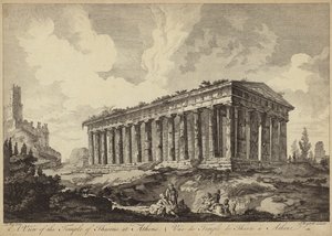 Vista do Templo de Theseus, Atenas, Grécia (gravura)