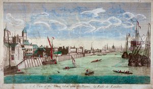 Vista da Torre de Londres com barcos no rio Tâmisa, 1751