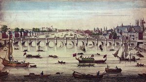 Westminster Bridge, olhando para o oeste, publicado por J. Bowles, 1747