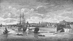 Dockyard de Woolwich do Tamisa, c1750, 1912. Artistas: Desconhecido, John Boydell.