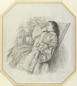 Georgina Hannay, 1859 (caneta e tinta preta em papel branco) de John Brett