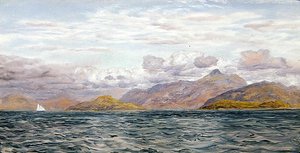 Lock Linnhe, perto de Oban, Escócia (óleo sobre tela) de John Brett