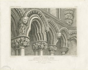 Interior da Catedral de Lichfield - Arcos na Casa Capitular: gravura, nd [c 1819] (imprimir)